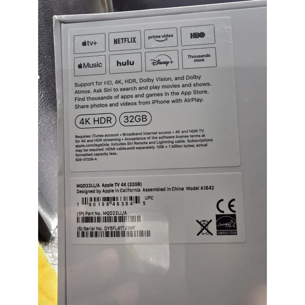 Apple TV 32GB 4K HD Media Streamer - Black Model A1842